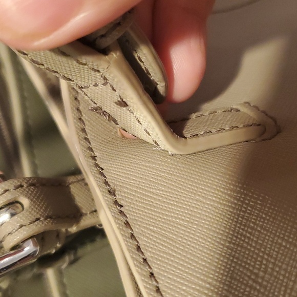 Tory Burch Saffiano Taupe Leather Tote Bag (#17) - Picture 5 of 15